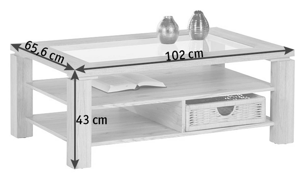 COUCHTISCH Rattan ESG 102/65,6/43 cm rechteckig Sonoma Eiche  - Sonoma Eiche, KONVENTIONELL, Glas/Holz (102/65,6/43cm) - MID.YOU