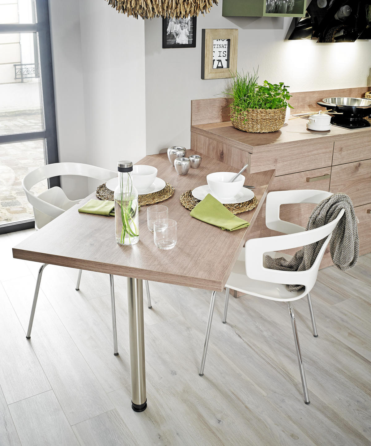 EINBAUKÜCHE MANHATTAN UNI  - Eichefarben/Olivgrün, Design, Holzwerkstoff - Nolte Küchen