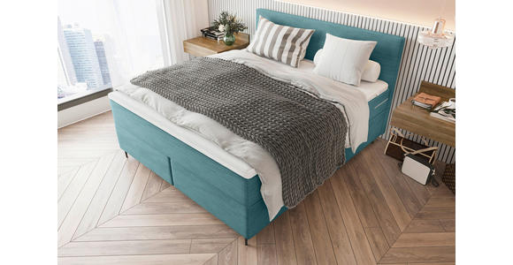 BOXSPRINGBETT 180/200 cm  in Türkis  - Türkis/Schwarz, KONVENTIONELL, Textil/Metall (180/200cm) - Carryhome