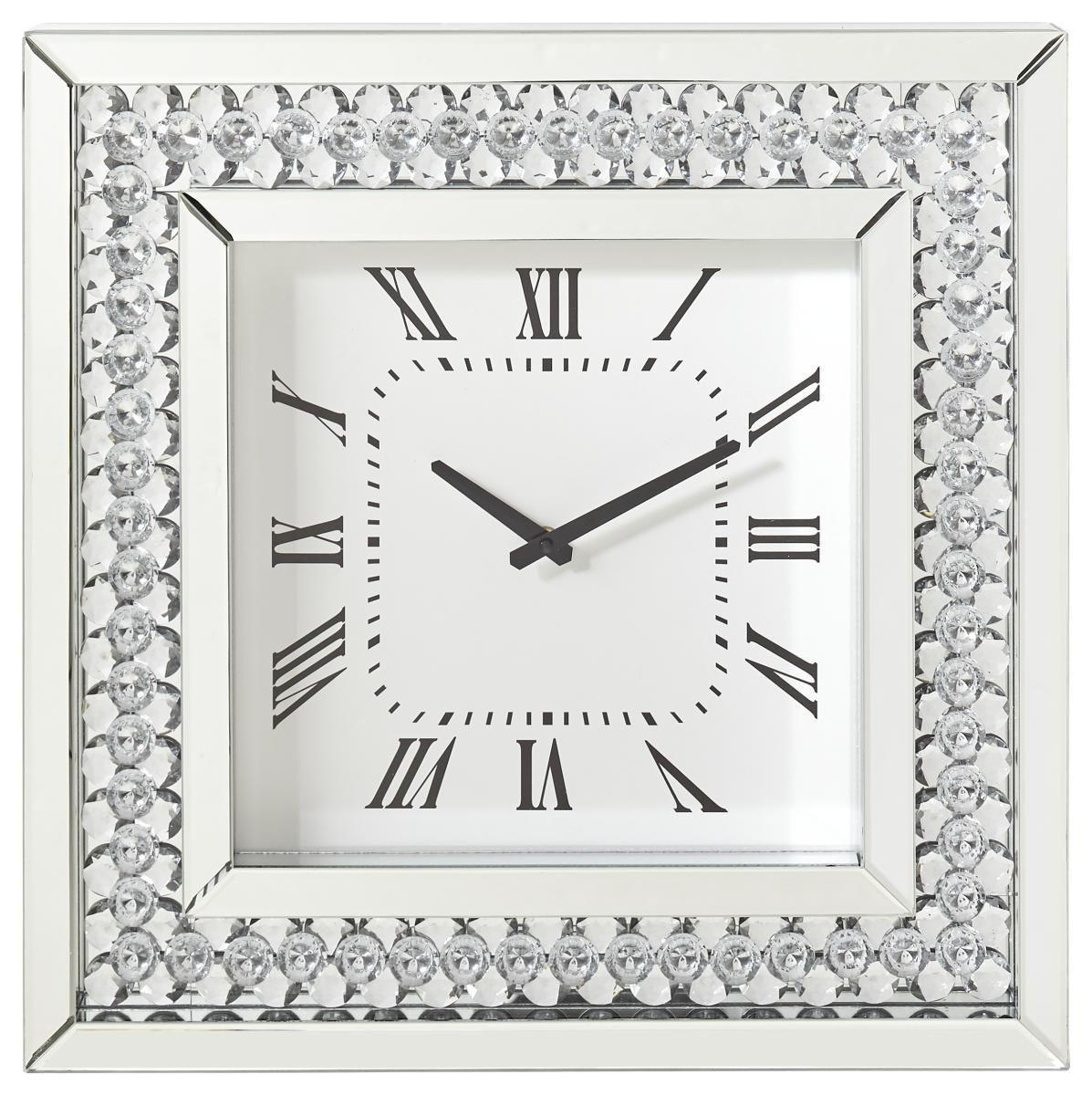 WANDUHR  Silberfarben, Weiß  - Silberfarben/Weiß, Design, Glas/Holzwerkstoff (50/50/5cm) - Xora