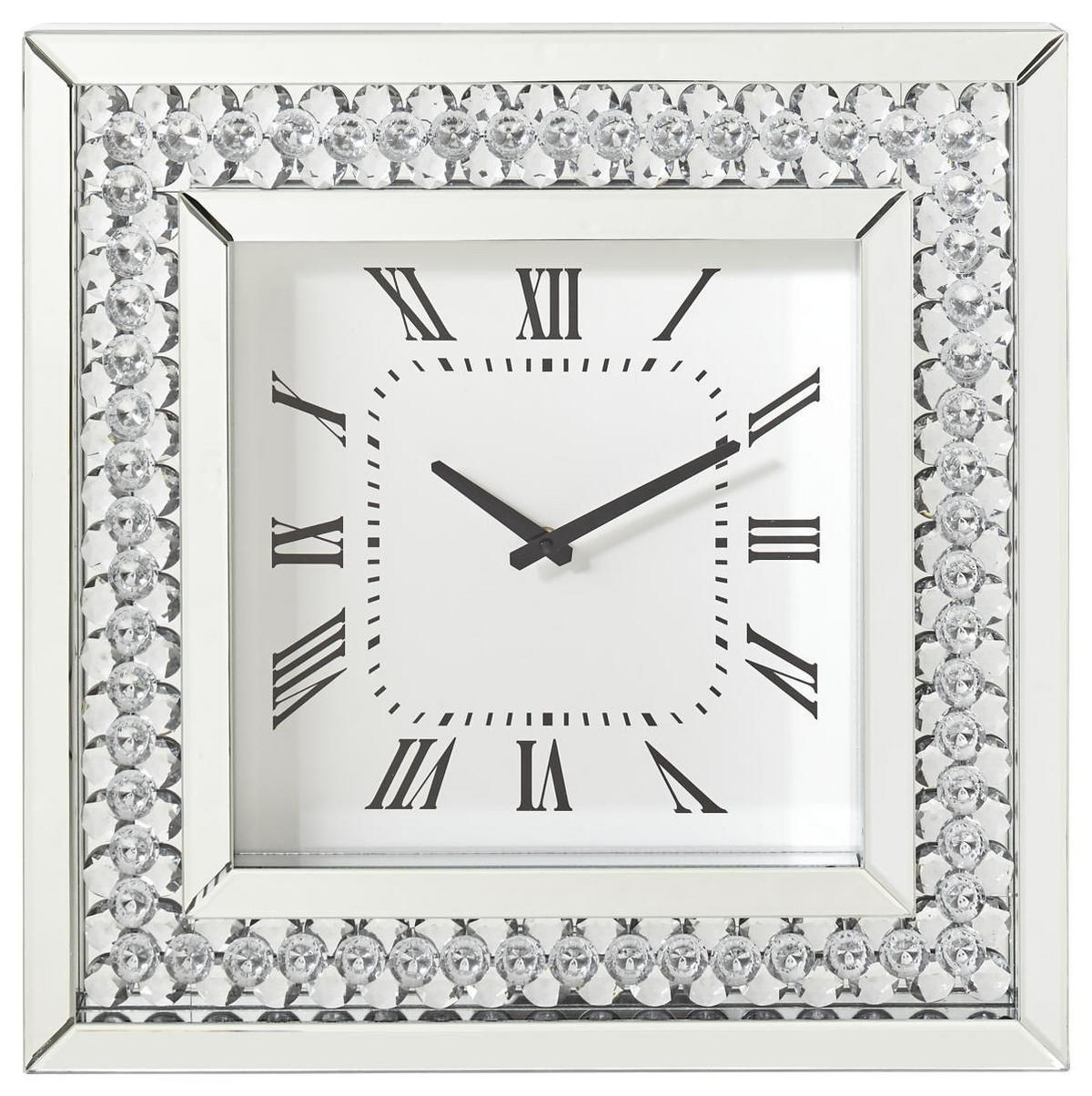 WANDUHR  Silberfarben, Weiß  - Silberfarben/Weiß, Design, Glas/Holzwerkstoff (50/50/5cm) - Xora