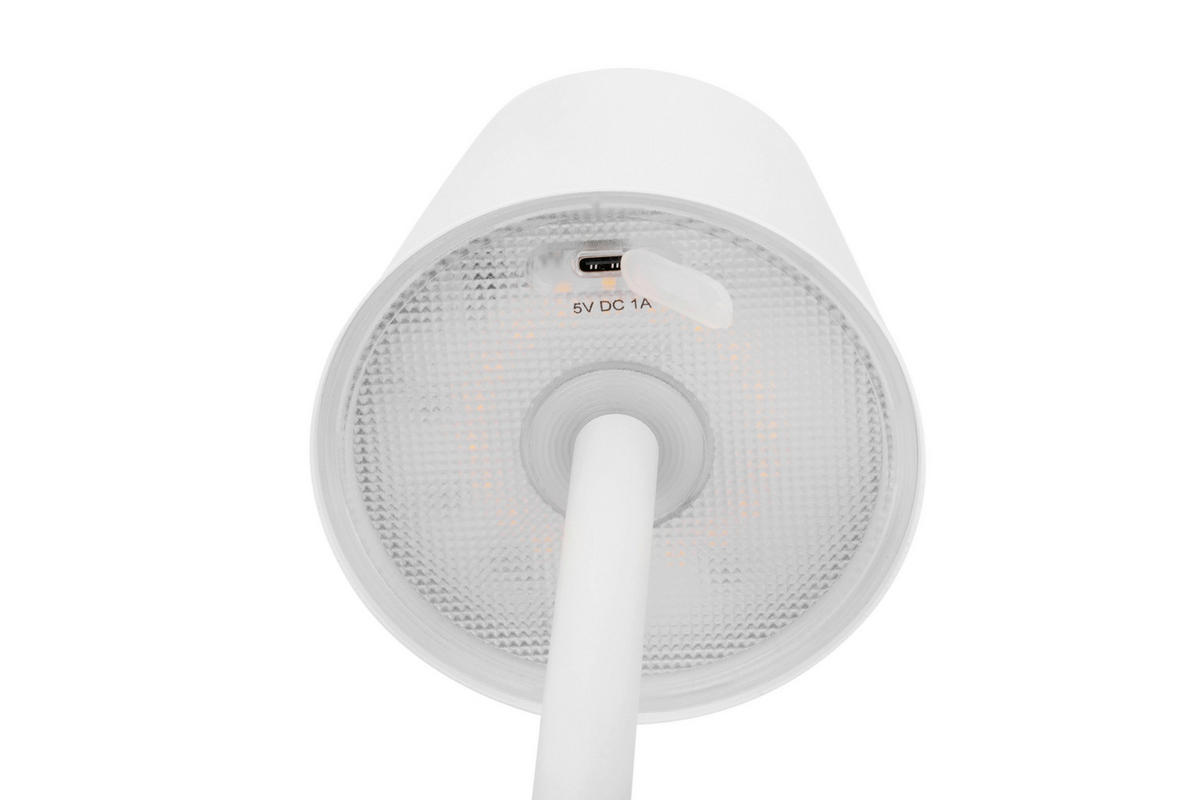 STOLNÍ LAMPA NA BATERIE  - bílá, Konvenční, kov (11/36,5cm) - Novel