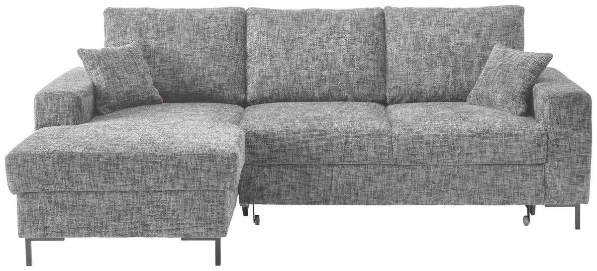 ECKSCHLAFSOFA  mit Rücken echt Struktur Silberfarben  - Silberfarben/Schwarz, KONVENTIONELL, Textil/Metall (143/237cm) - Livetastic