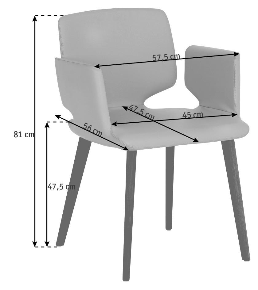 ARMLEHNSTUHL  in Echtleder naturbelassen  - Taupe/Eichefarben, Design, Leder/Holz (57,5/81/56cm) - Team 7