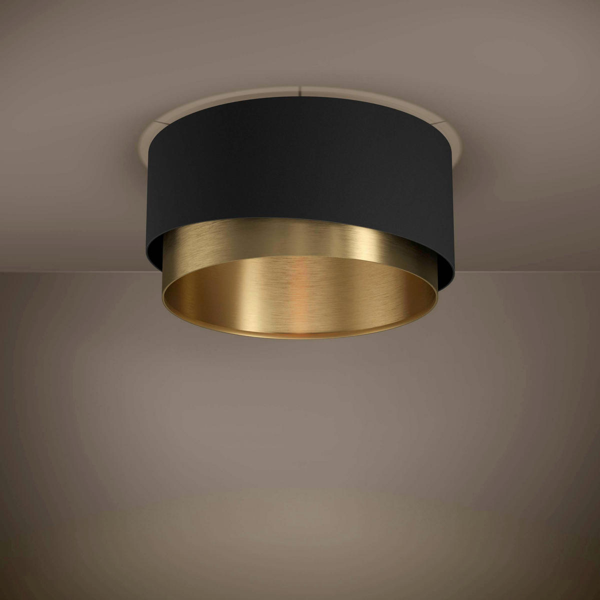 DECKENLEUCHTE  45/22 cm    - Messingfarben/Schwarz, Design, Textil/Metall (45/22cm)