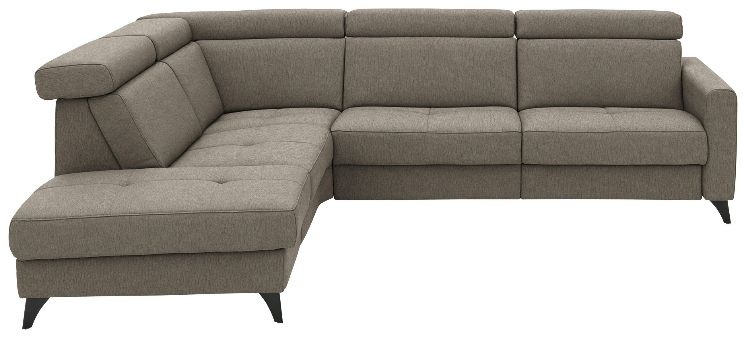 ECKSOFA 214/276 cm Beldomo System in Flachgewebe Graubraun Kopfteilverstellung  214/276 cm  - Graubraun/Schwarz, KONVENTIONELL, Textil/Metall (214/276cm) - Beldomo System