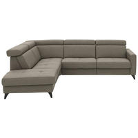 ECKSOFA Beldomo System in Flachgewebe Graubraun Kopfteilverstellung  214/276 cm  - Graubraun/Schwarz, KONVENTIONELL, Textil/Metall (214/276cm) - Beldomo System