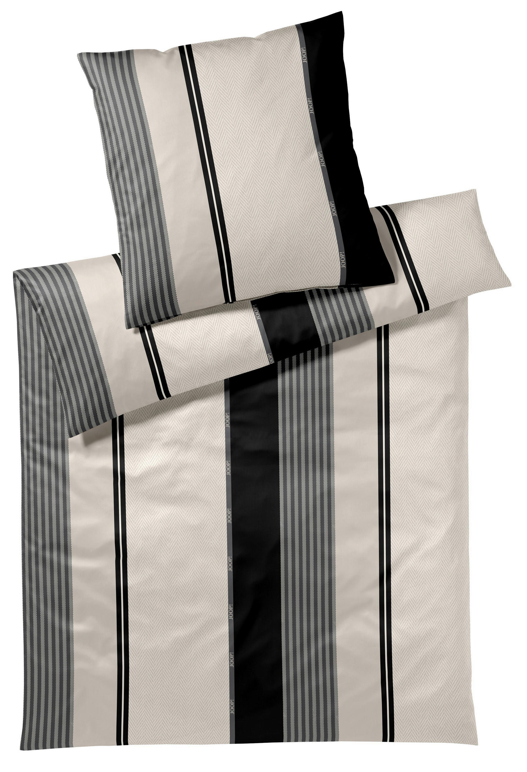BETTWÄSCHESET 2-teilig Herringbone Stripes Makosatin 160/210 cm  - Schwarz, Modern, Textil (160/210cm) - Joop!