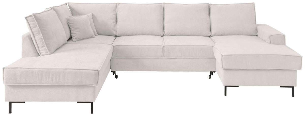 SJEDEĆA GARNITURA tekstil  bež   - bež/crna, Moderno, tekstil/metal (198/309/150cm) - MID.YOU