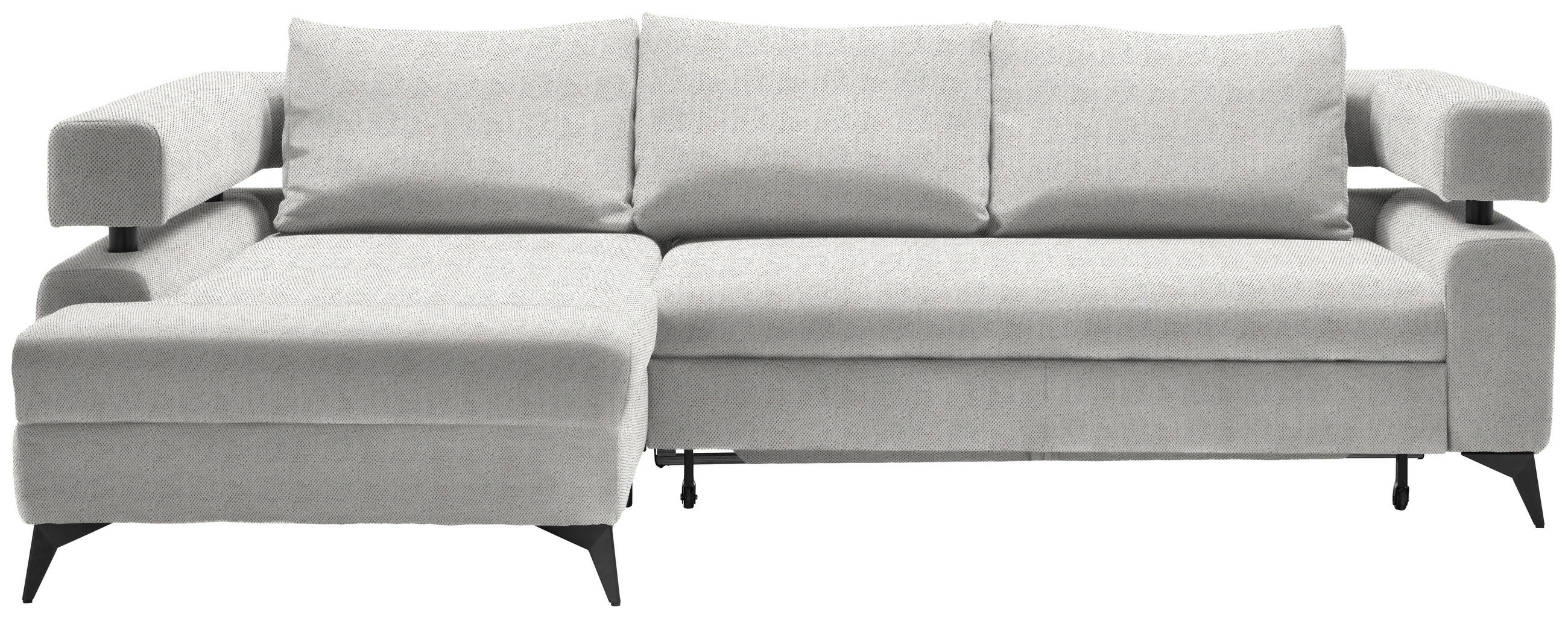 ECKSOFA in Chenille Creme  - Creme/Schwarz, Konventionell, Textil/Metall (184/265cm) - Hom`in