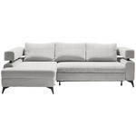 ECKSOFA Creme Chenille  - Creme/Schwarz, KONVENTIONELL, Textil/Metall (184/265cm) - Hom`in