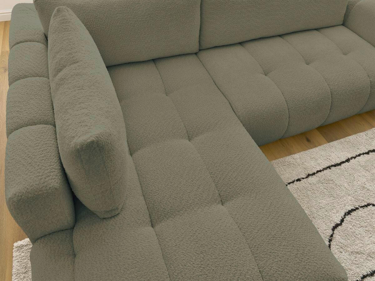 ECKSCHLAFSOFA FUJI Bouclé Grün  inkl.  - Schwarz/Grün, MODERN, Kunststoff/Textil (204/282cm)