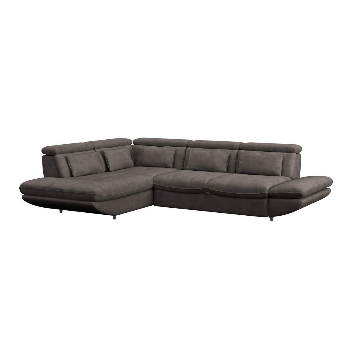 WOHNLANDSCHAFT Dunkelbraun Webstoff  - Dunkelbraun/Schwarz, MODERN, Kunststoff/Textil (233/311cm) - MID.YOU