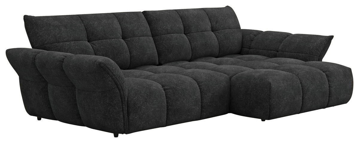 ECKSOFA  in Chenille Schwarz  312/177 cm  - Schwarz, Design, Kunststoff/Textil (312/177cm) - Welnova