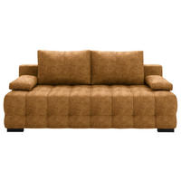 SCHLAFSOFA  in Velours Goldfarben  - Goldfarben/Schwarz, KONVENTIONELL, Kunststoff/Textil (209/96/100cm) - Stylife