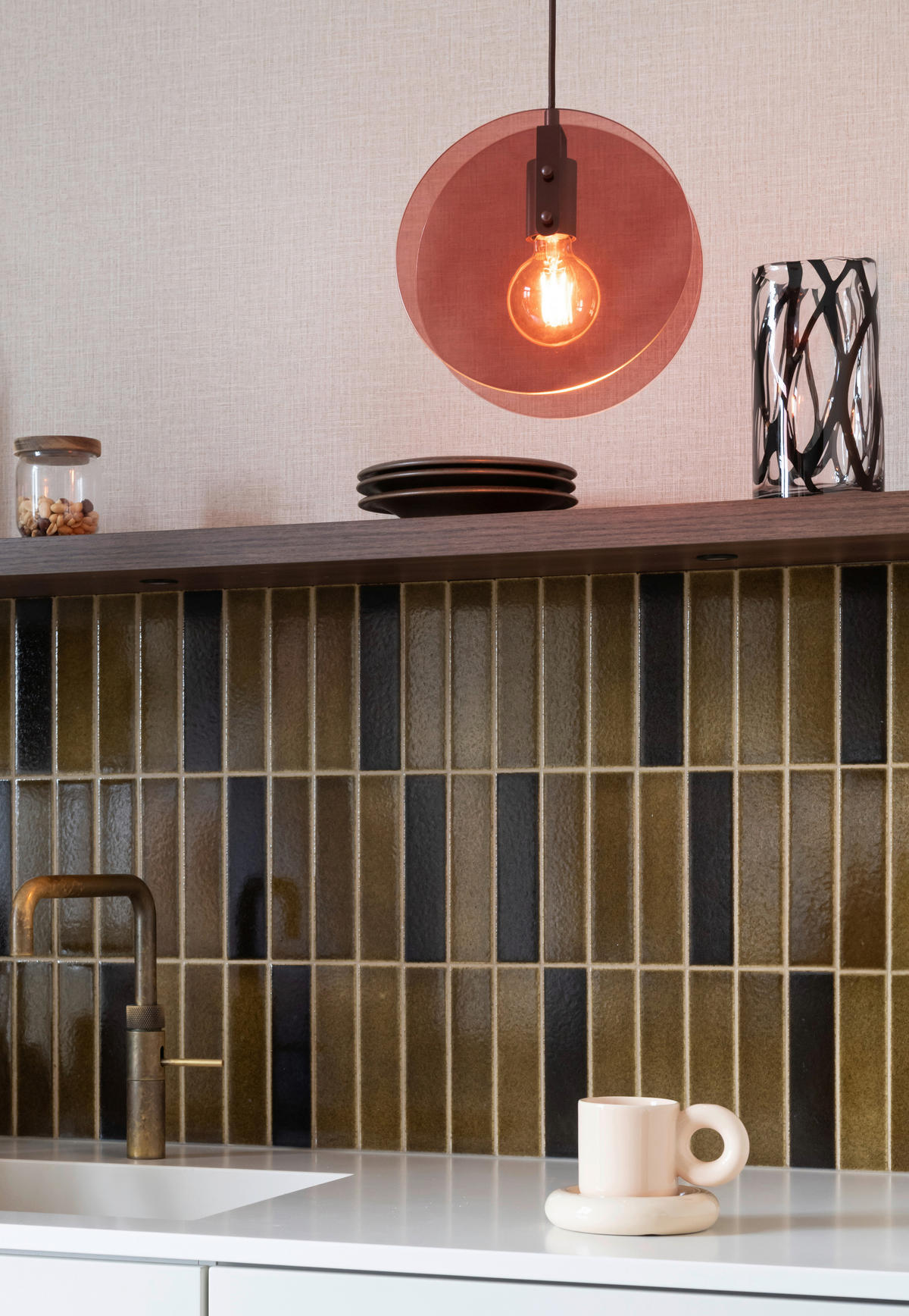 HÄNGELEUCHTE 21,5/278,5 cm  - Bordeaux, Design, Glas/Metall (21,5/278,5cm) - It's about Romi