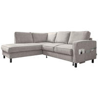 ECKSOFA Grau Struktur  - Schwarz/Grau, Holz/Textil (198/233cm) - MID.YOU