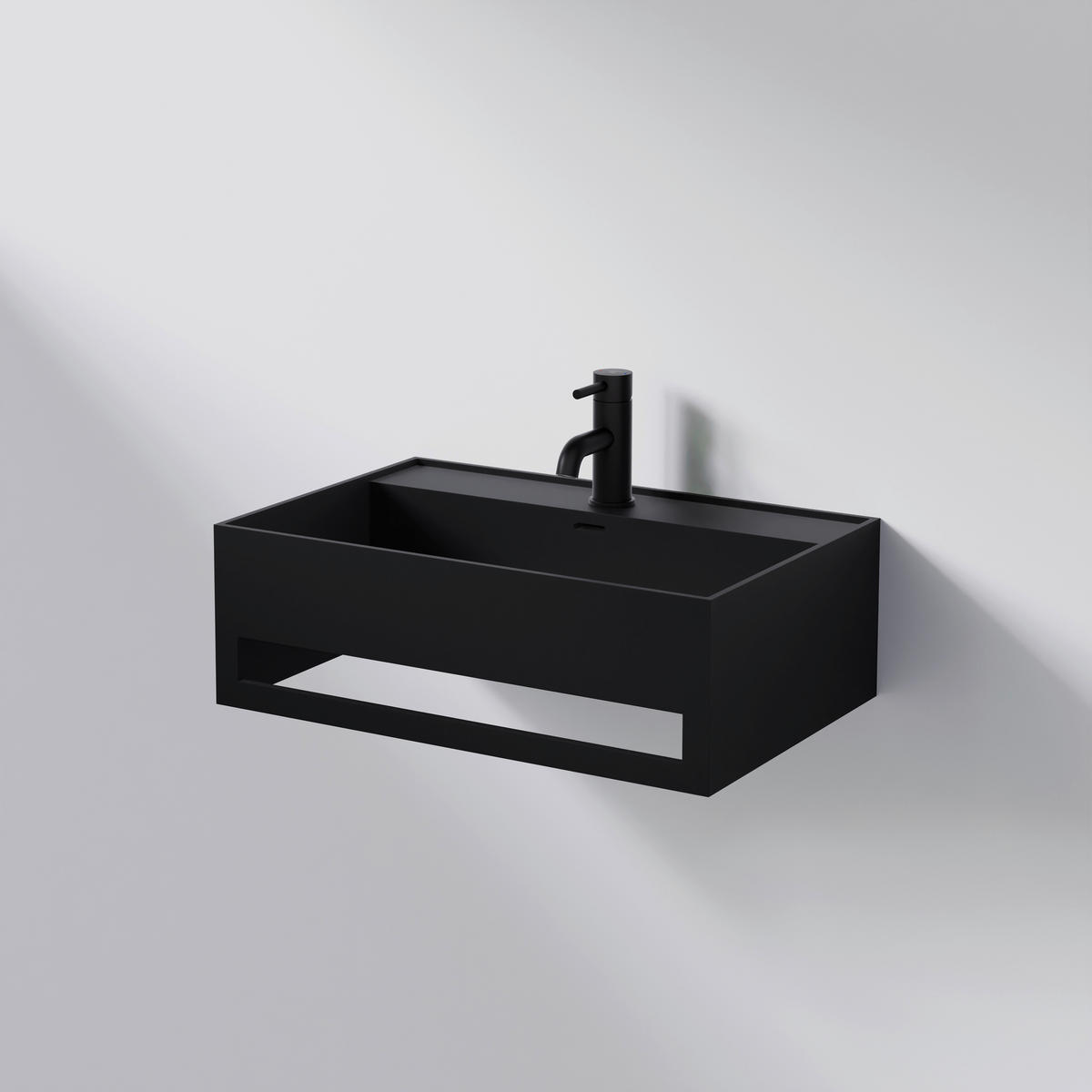 WASCHBECKEN 60/20/40 cm  - Schwarz, MODERN, Stein (60/20/40cm)