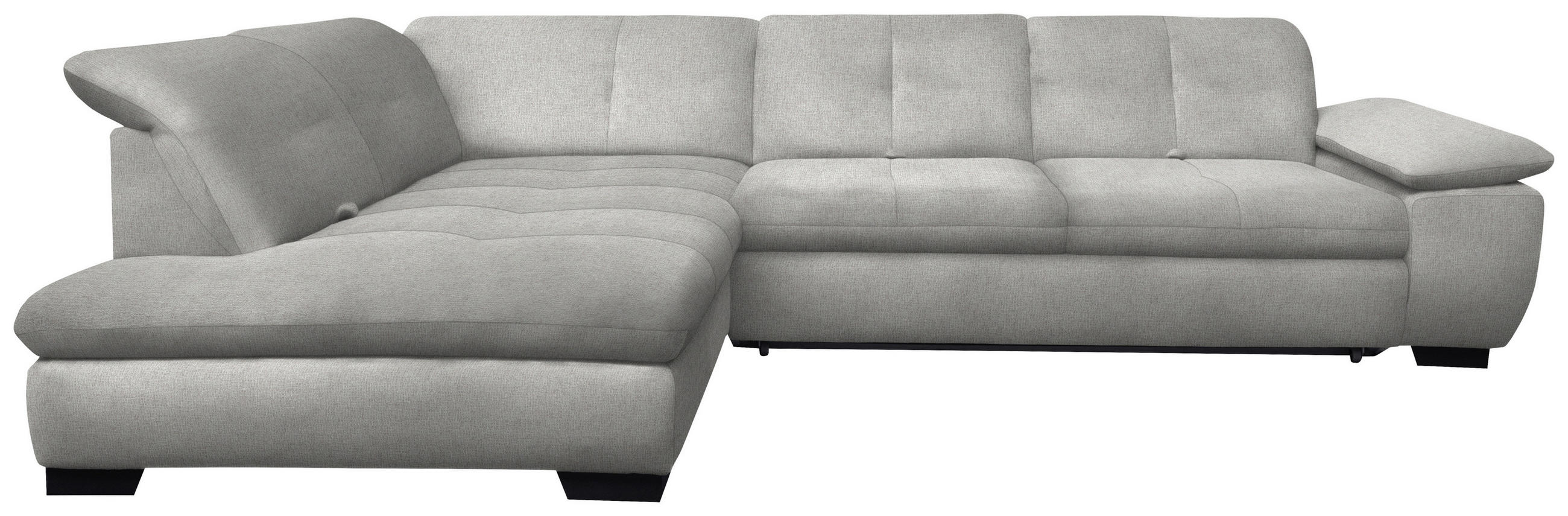 ECKSOFA in Flachgewebe Hellgrau  - Hellgrau/Schwarz, Design, Textil/Metall (242/313cm) - Xora