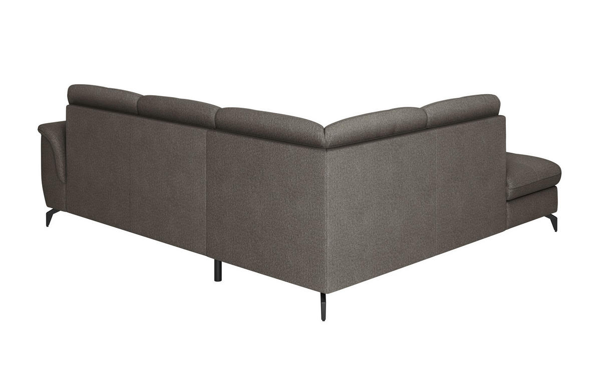 ECKSOFA ZORA E Graphitfarben Flachgewebe  - Schwarz/Graphitfarben, MODERN, Textil/Metall (212/244cm) - Sit & More