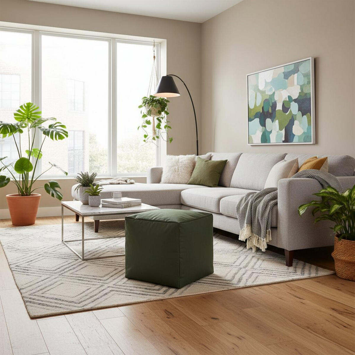 HOCKER in Textil Grün  - Grün, Design, Textil (40/40/40cm) - Boxxx