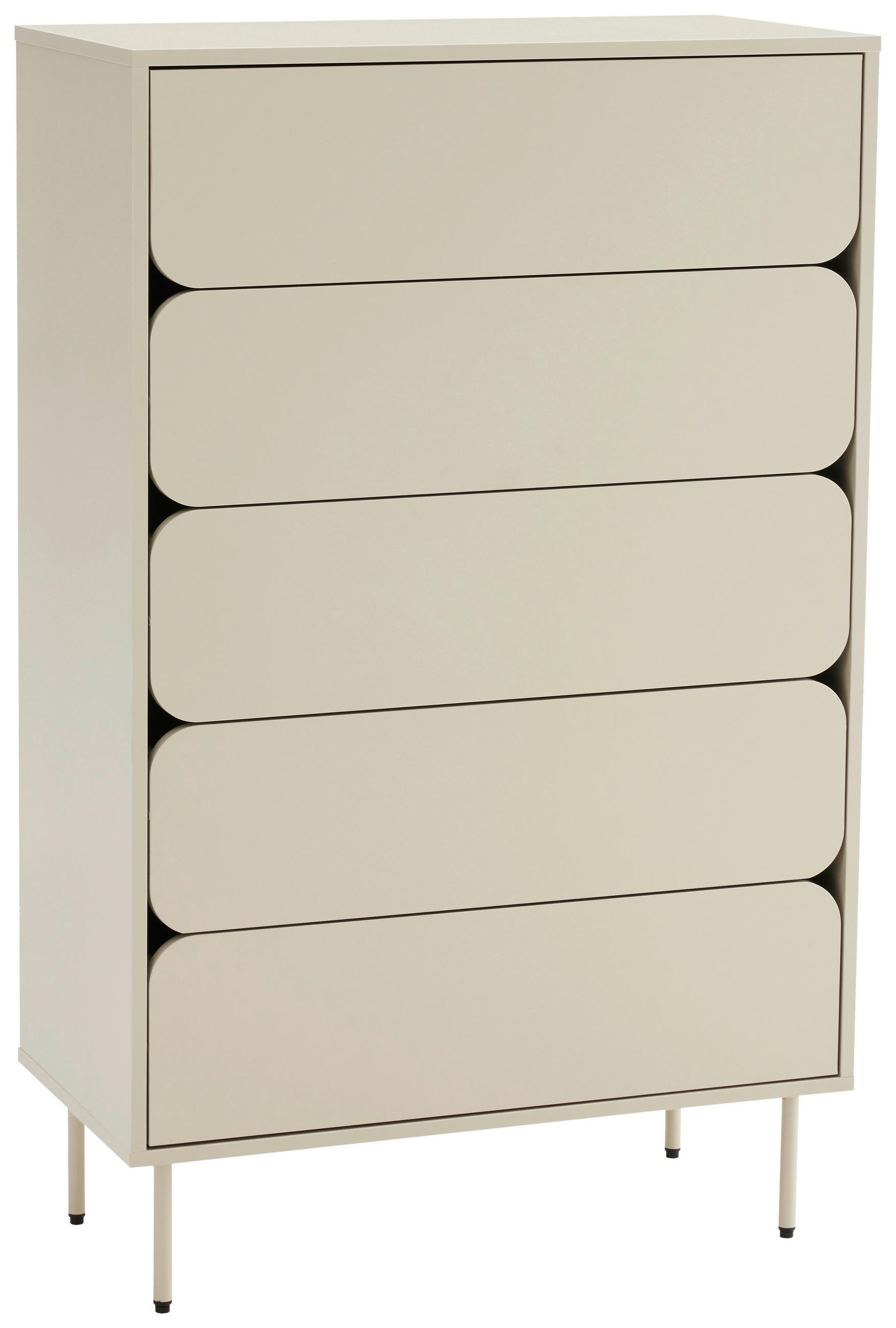 HIGHBOARD  80/128/40 cm 5 Schublade(n)  - Seidengrau, Design, Holzwerkstoff/Metall (80/128/40cm) - Xora