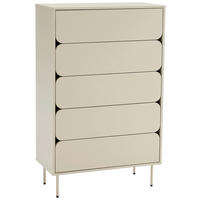 FÉLMAGAS SZEKRÉNY 80/128/40 cm  - selyemszürke, Design, faalapú anyag/fém (80/128/40cm) - Ambia Home