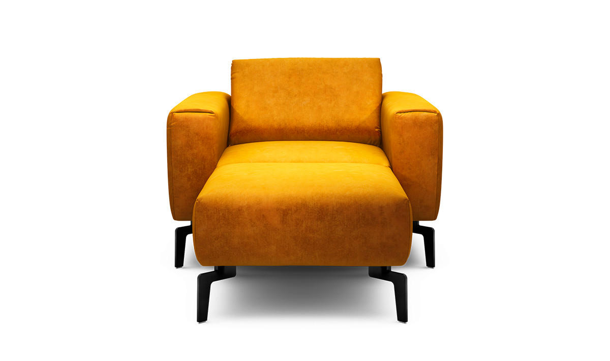 Sessel inkl. Hocker Samt    - Gelb/Schwarz, Design, Textil/Metall (110/85/86-94cm) - SENSOO