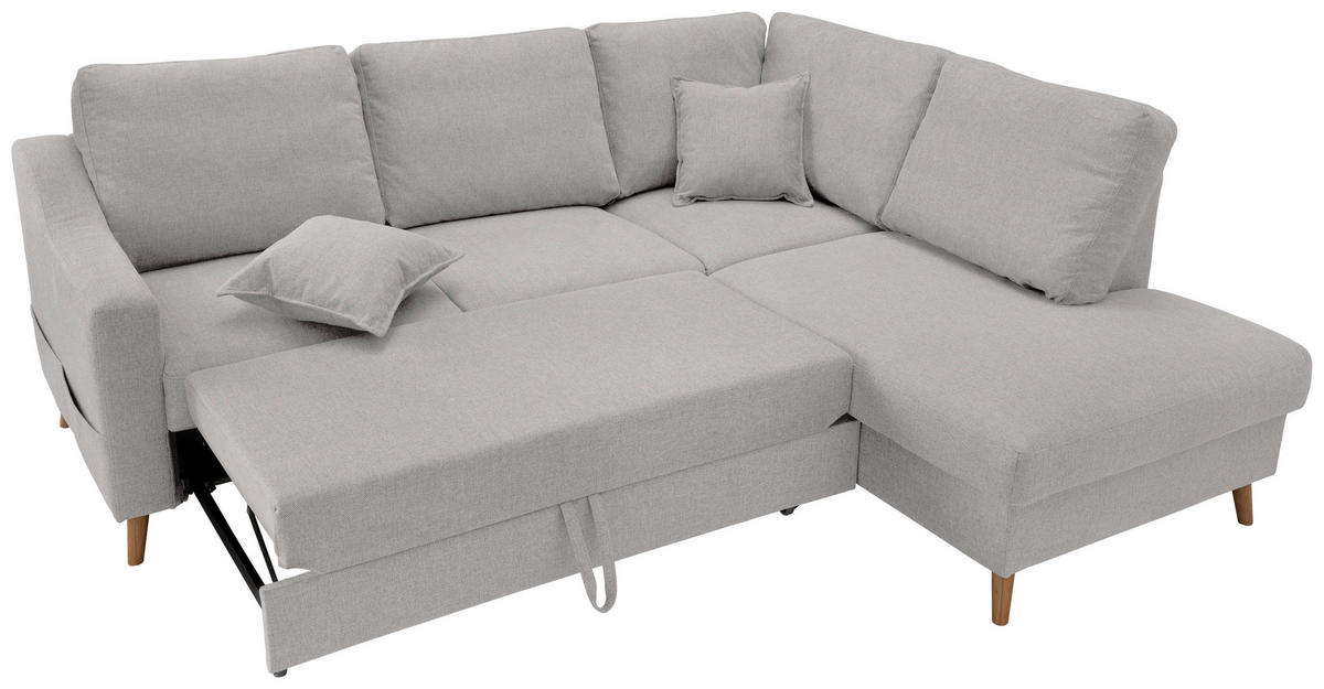 ECKSOFA Valentina Grau Chenille  - Naturfarben/Grau, MODERN, Holz/Textil (230/200cm) - Livetastic