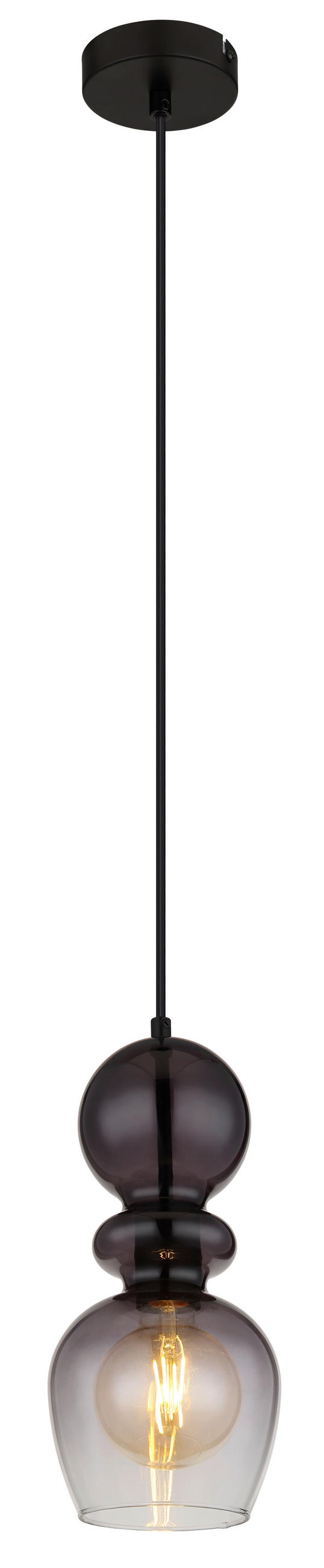 HÄNGELEUCHTE 15/150 cm    - Klar/Schwarz, Basics, Glas/Kunststoff (15/150cm) - Globo