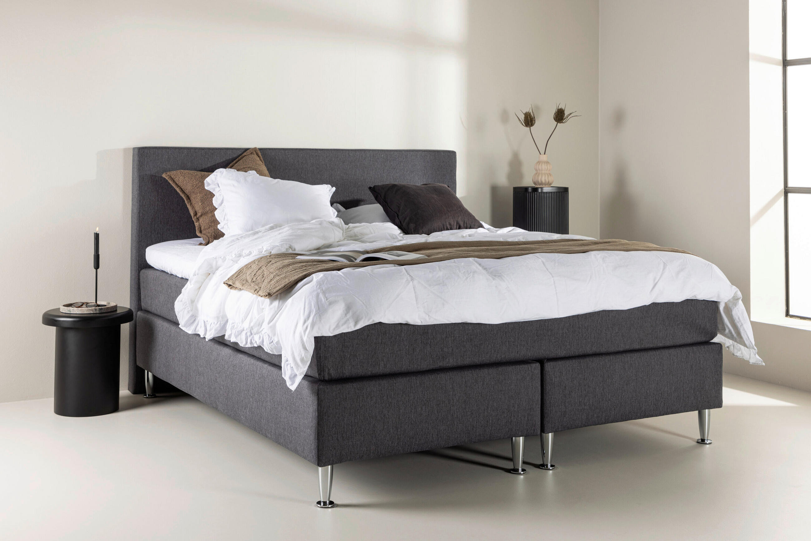 Livetastic Polsterbett Silber, Dunkelgrau 180x66x200 cm
