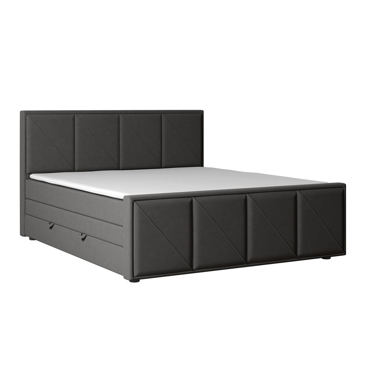 POSTELJA BOXSPRING 180 cm   x 200 cm  , kovina, umetna masa, tekstil, karton, leseni material antracit  - črna/antracit, Moderno, kovina/umetna masa (180/200cm) - MID.YOU