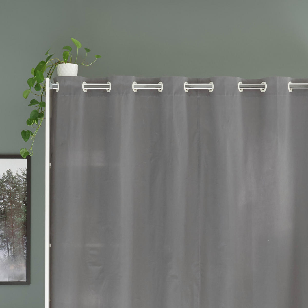 OTVORENI ORMAR ZA ODJEĆU     - bijela/siva, Basics, drvni materijal/tekstil (120-157/195/50cm) - MID.YOU