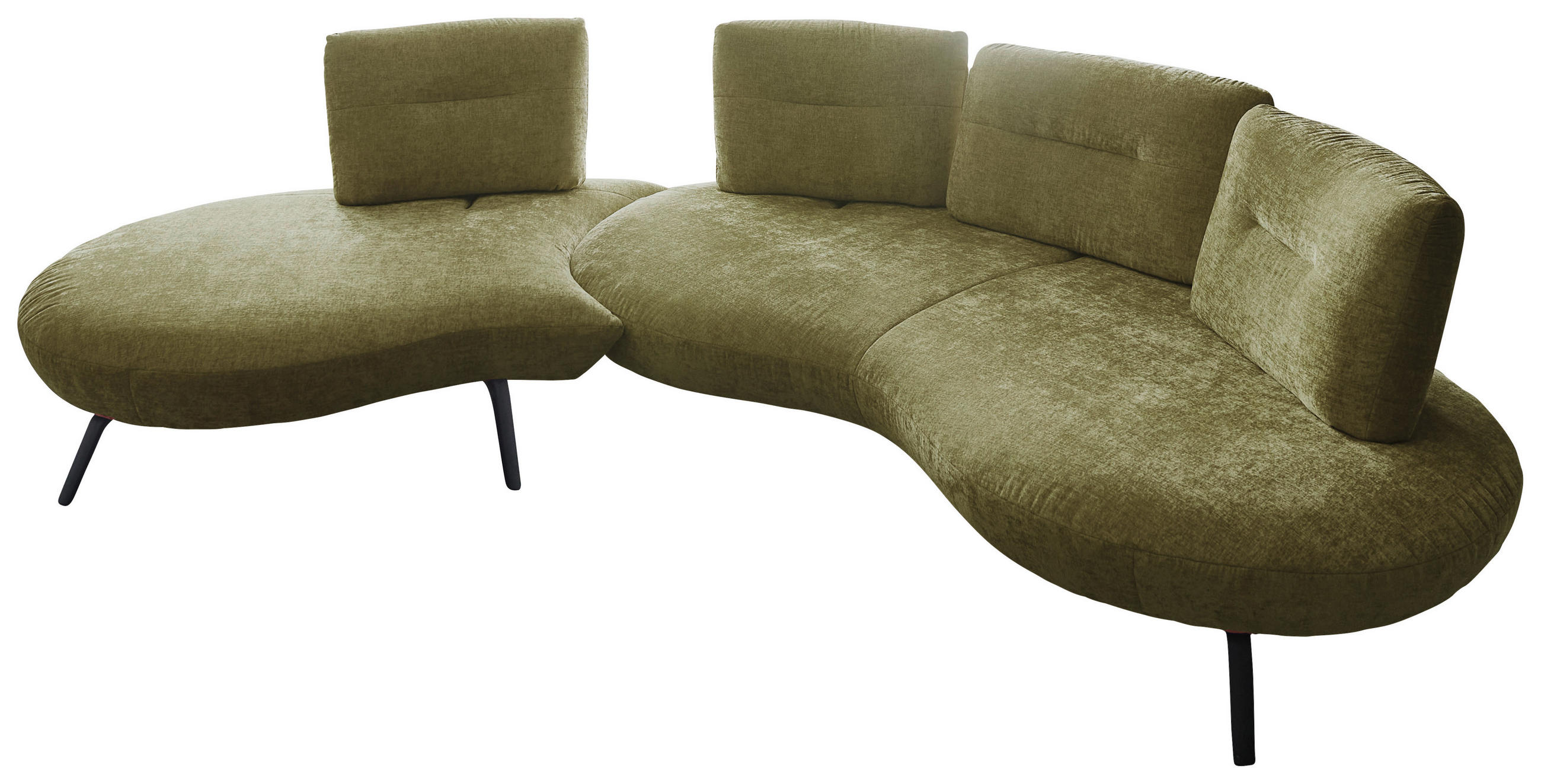 BIGSOFA Flachgewebe Olivgrün  - Schwarz/Olivgrün, Design, Textil/Metall (456/93/138cm) - Moderano