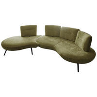 BIGSOFA Flachgewebe Olivgrün  - Schwarz/Olivgrün, Design, Textil/Metall (456/93/138cm) - Moderano