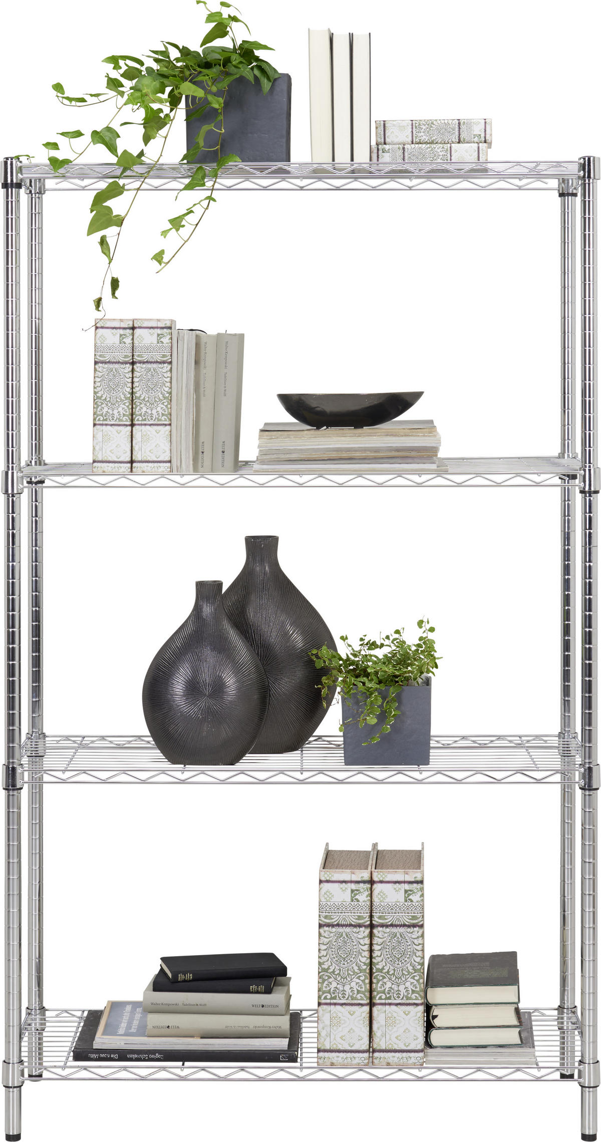REGÁL, chrómová, oceľ, 91/150/35,5 cm - chrómová, Design, kov/plast (91/150/35,5cm) - Carryhome