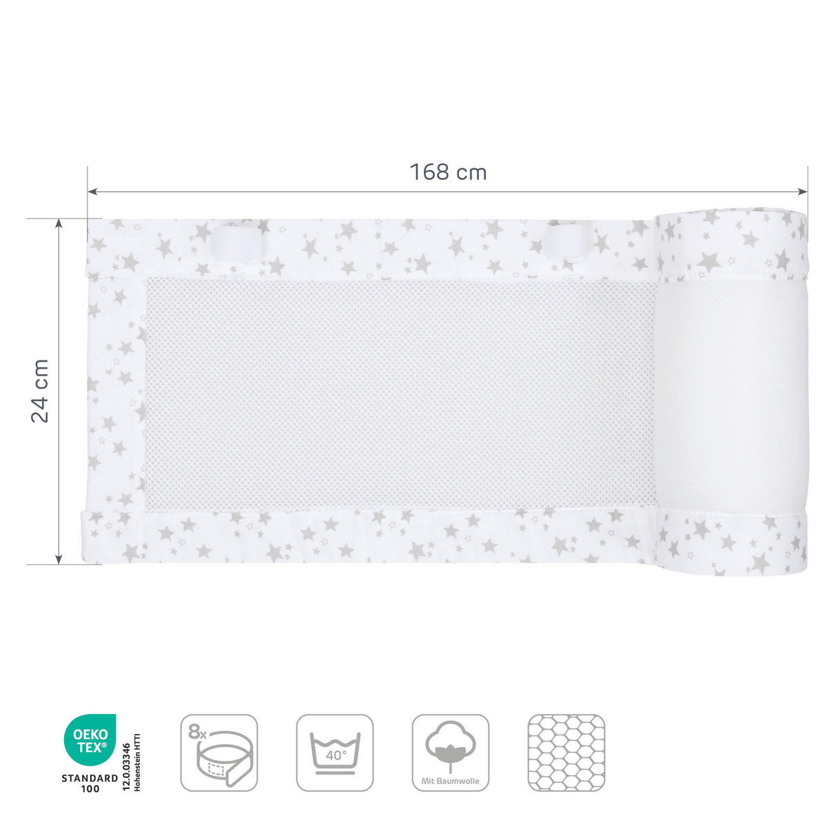 NESTCHEN babybay Nestchen 3D Mesh  - Weiß, Basics, Naturmaterialien (168/24/2cm) - Tobi
