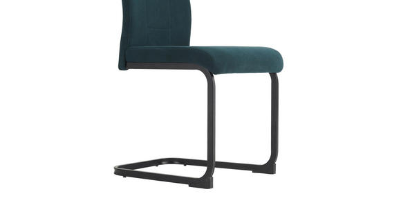 SCHWINGSTUHL in Eisen Mikrofaser - Petrol/Schwarz, Design, Textil/Metall (44/100/59cm) - Carryhome