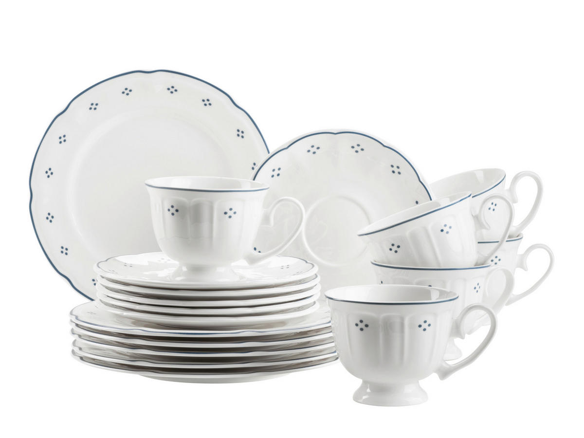 KAFFEESERVICE Weiß LOVA 18-teilig  - Weiß, Basics, Keramik - Mäser