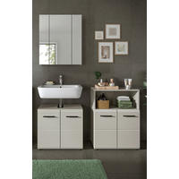 BADEZIMMER 3-teilig  in 120 cm  - Kaschmir/Schwarz, Trend, Glas/Holzwerkstoff (120cm) - MID.YOU
