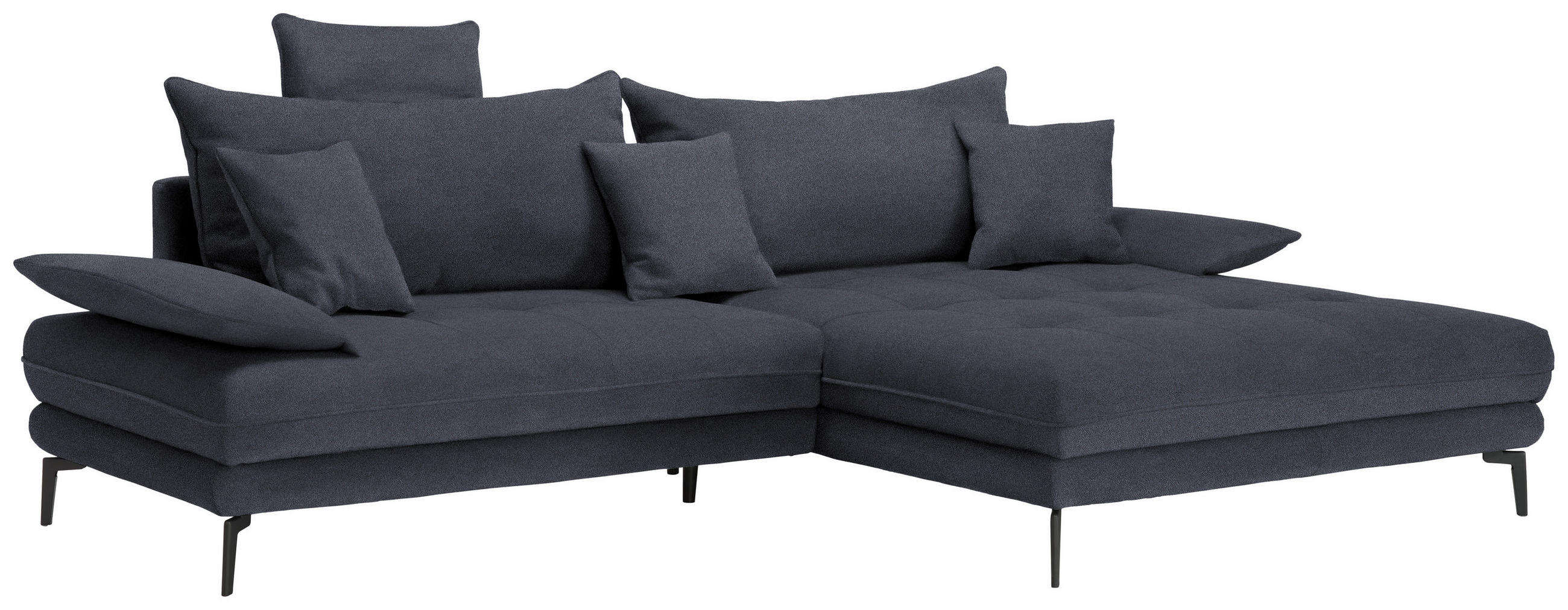 ECKSOFA PRATO Anthrazit Mikrofaser  - Anthrazit/Schwarz, MODERN, Textil/Metall (292/176cm) - MID.YOU