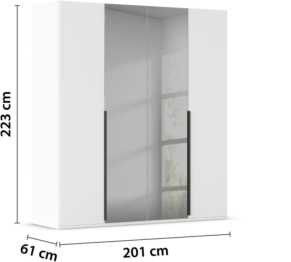 DREHTÜRENSCHRANK 201/223/61 cm 4-türig Grau, Weiß  - Graphitfarben/Weiß, Trend, Glas/Holzwerkstoff (201/223/61cm) - Novel
