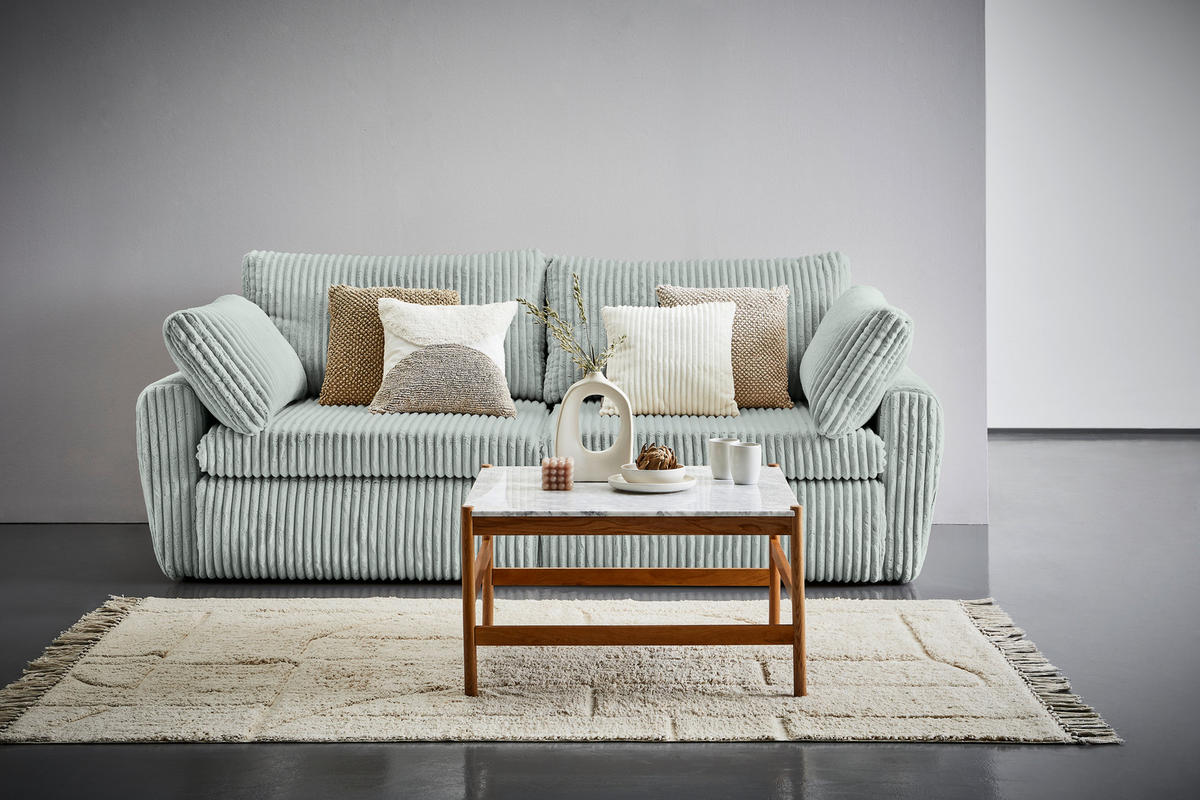SCHLAFSOFA in Cord, Plüsch Pastellgrün  - Pastellgrün/Schwarz, Modern, Kunststoff/Textil (240/90/120cm) - Carryhome