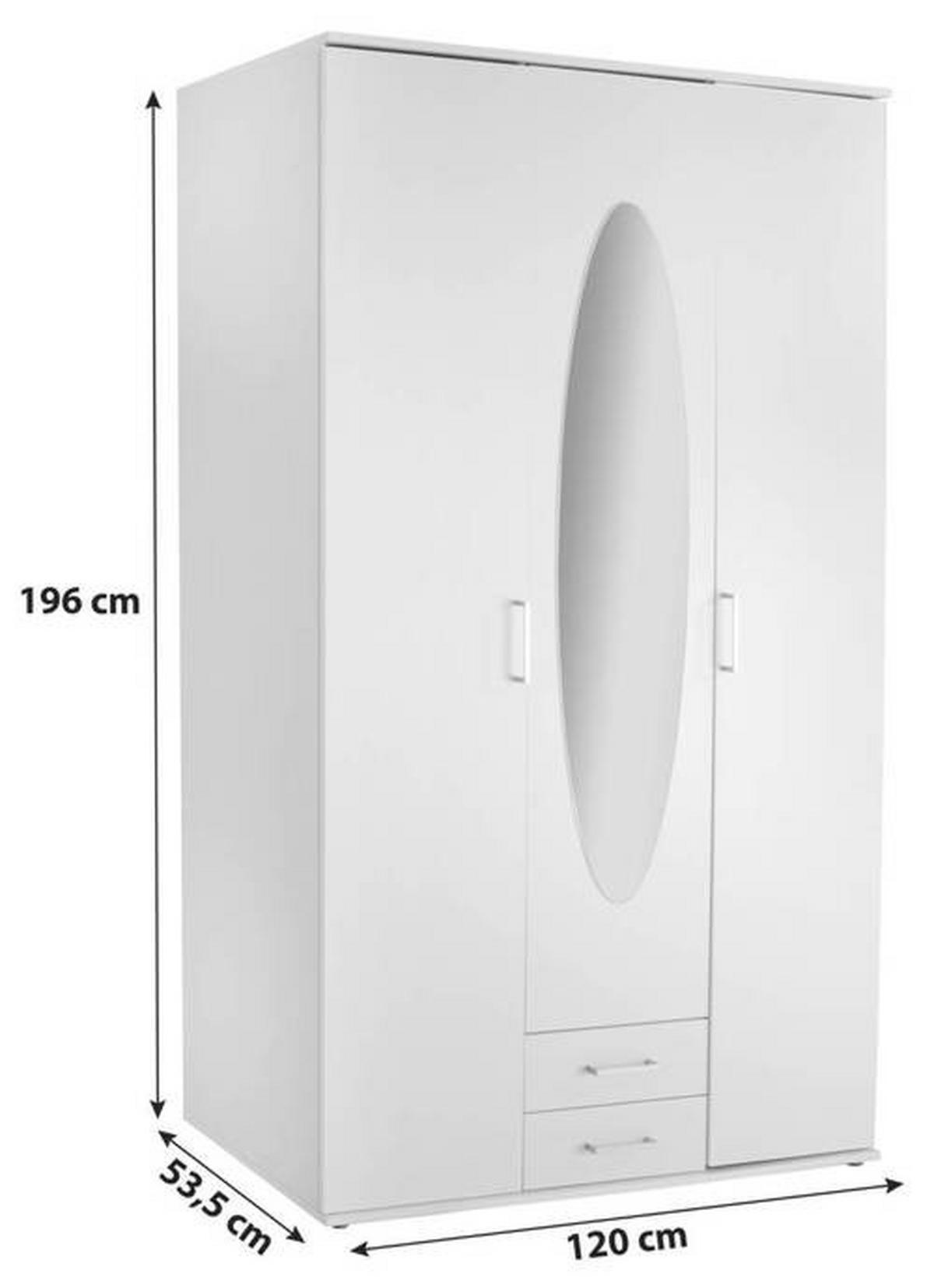 ORMAR S KLASIČNIM VRATIMA bijela   - bijela/boje aluminija, Moderno, drvni materijal/plastika (120/195/55cm)