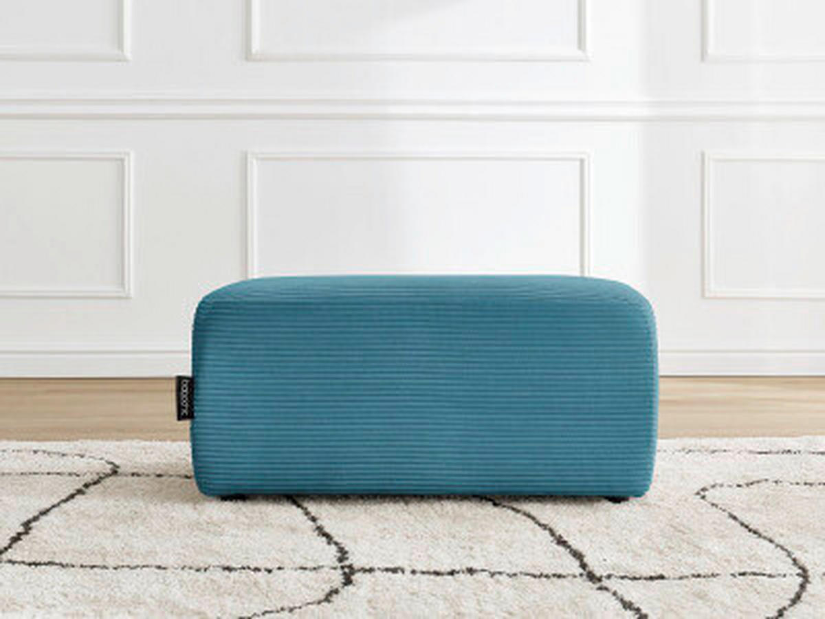 HOCKER ATILLA Cord Hellblau  - Schwarz/Hellblau, MODERN, Kunststoff/Textil (92/44/48cm)