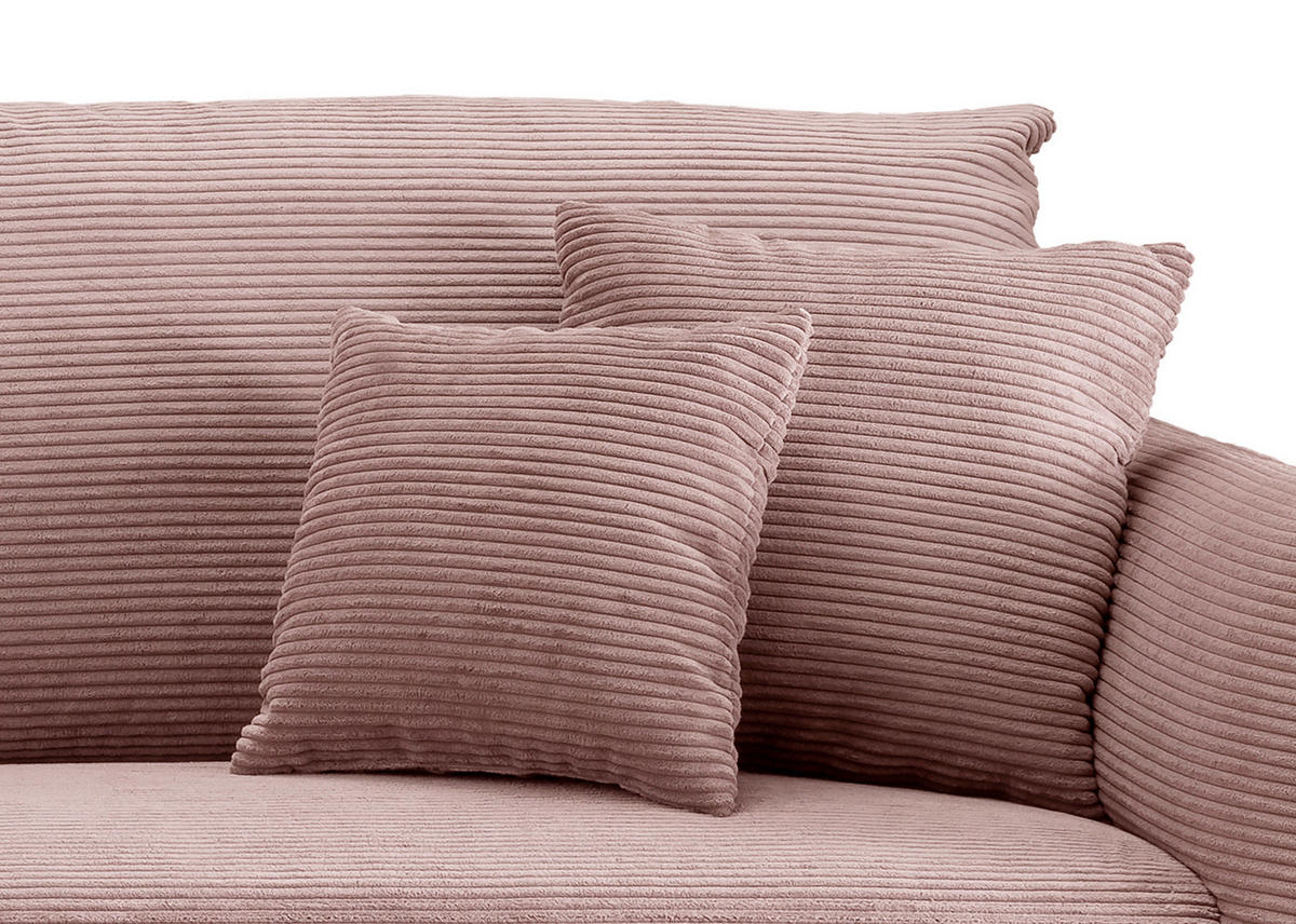 ECKSOFA in Cord Rosa  - Schwarz/Rosa, Design, Textil/Metall (256/256cm) - Livetastic