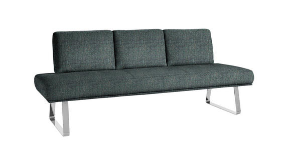 SITZBANK 224/92/78 cm  in Türkis, Chromfarben  - Türkis/Chromfarben, Design, Textil/Metall (224/92/78cm) - Dieter Knoll