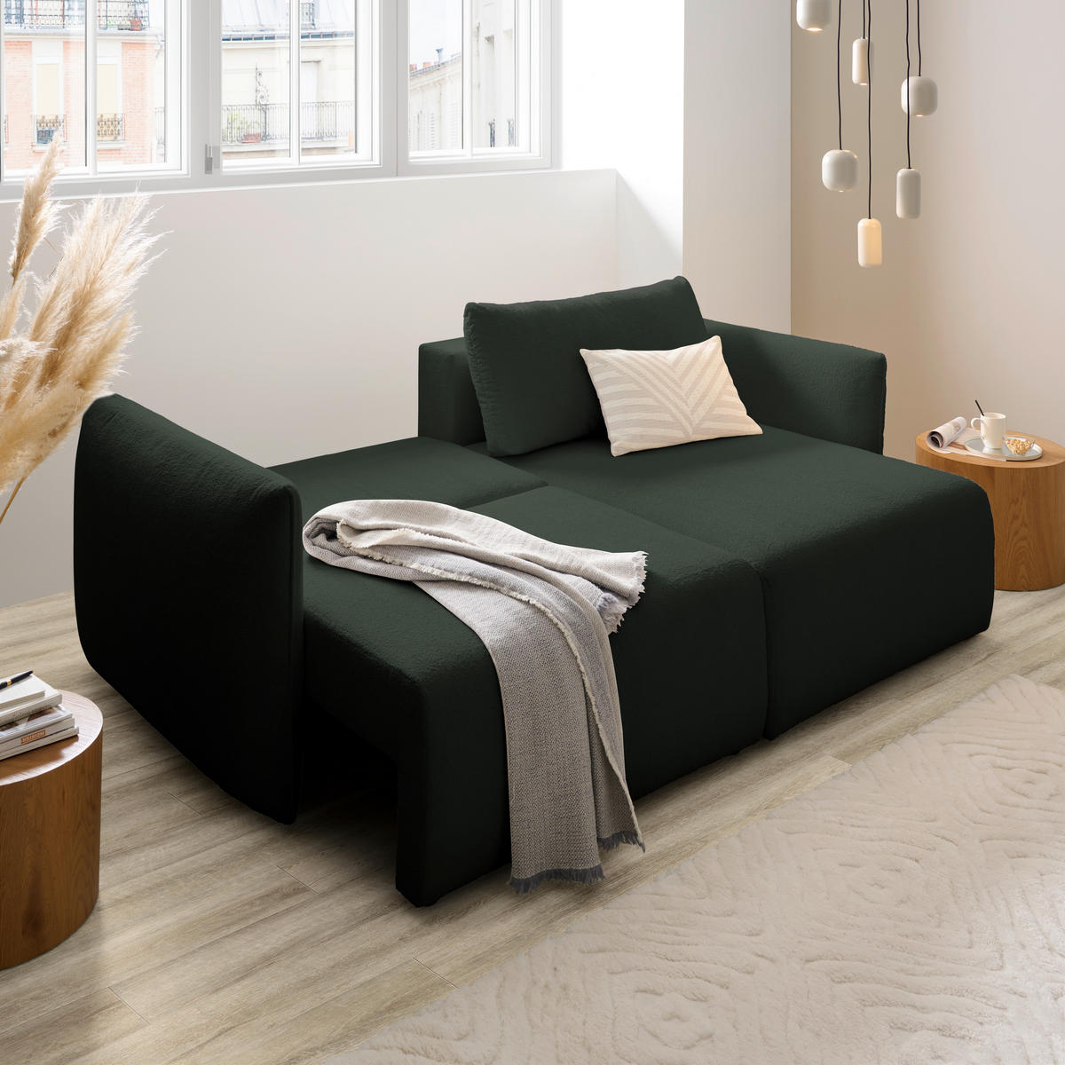 ECKSOFA Dunkelgrün Jersey  - Dunkelgrün/Schwarz, KONVENTIONELL, Kunststoff/Textil (238/148cm) - Carryhome