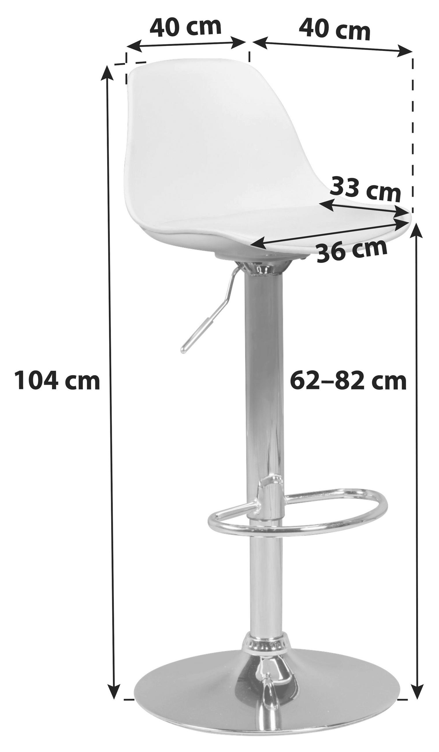 BARHOCKER Lederlook Weiß Sitzfläche 360° drehbar, abwischbar  - Chromfarben/Weiß, MODERN, Kunststoff/Textil (40/104/40cm) - MID.YOU