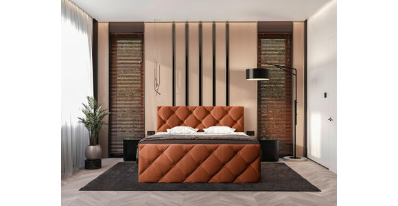 BOXBETT 160/200 cm in Rostfarben - Rostfarben/Schwarz, KONVENTIONELL, Kunststoff/Textil (160/200cm) - Carryhome